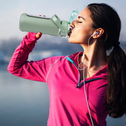 34 oz Glass Water Bottle with Time Markers, Coffee