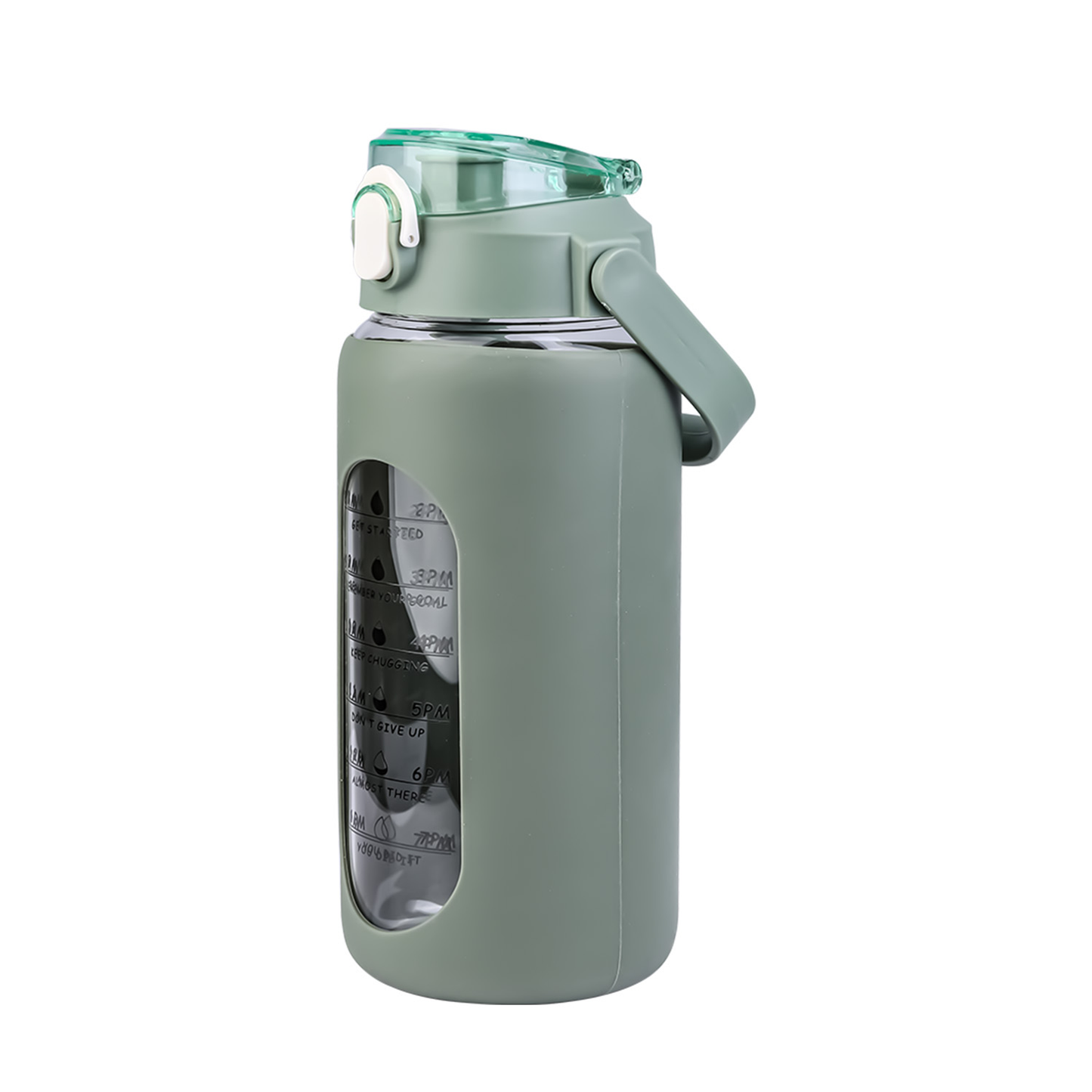 34 oz Glass Water Bottle with Time Markers, Coffee