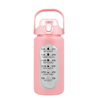 34 oz Glass Water Bottle with Time Markers, Pink