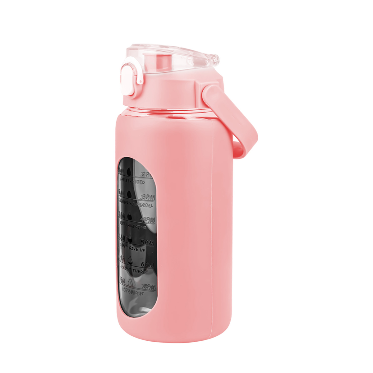 34 oz Glass Water Bottle with Time Markers, Pink