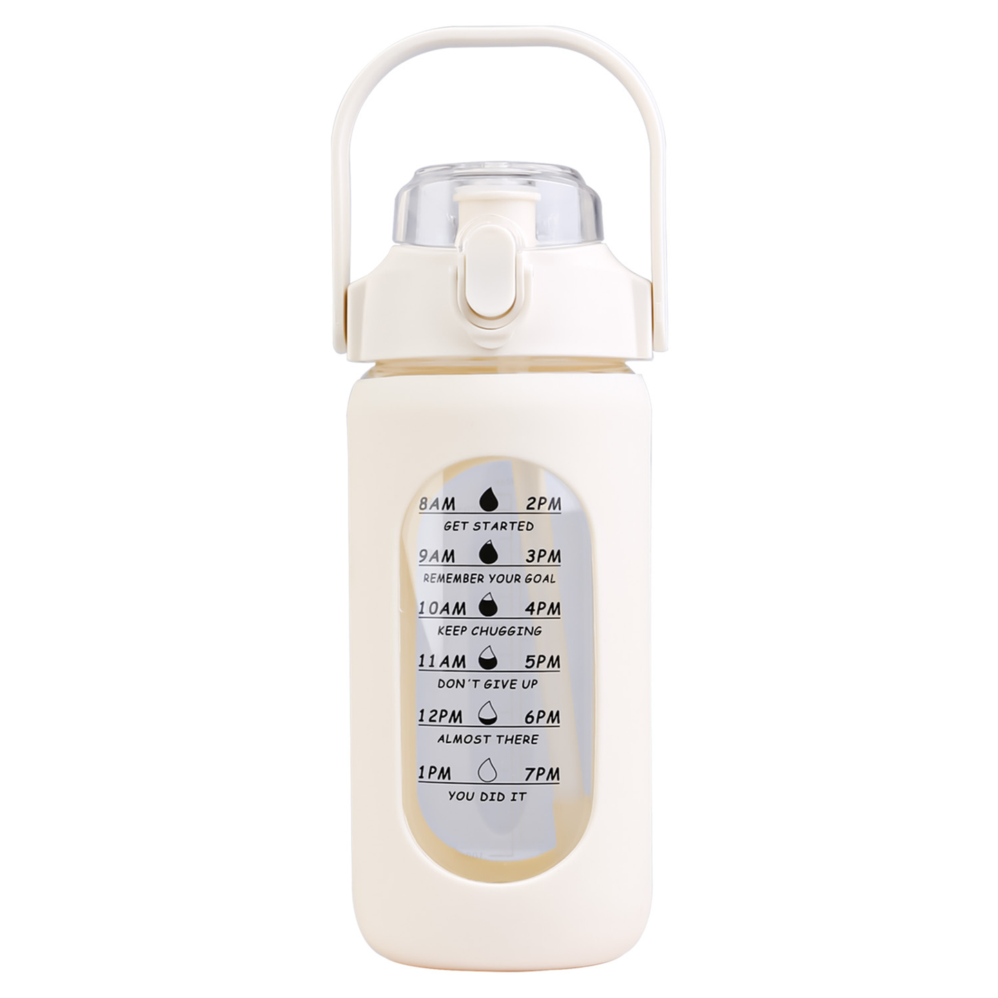 Glass Water Bottle with Straw 34 oz - White