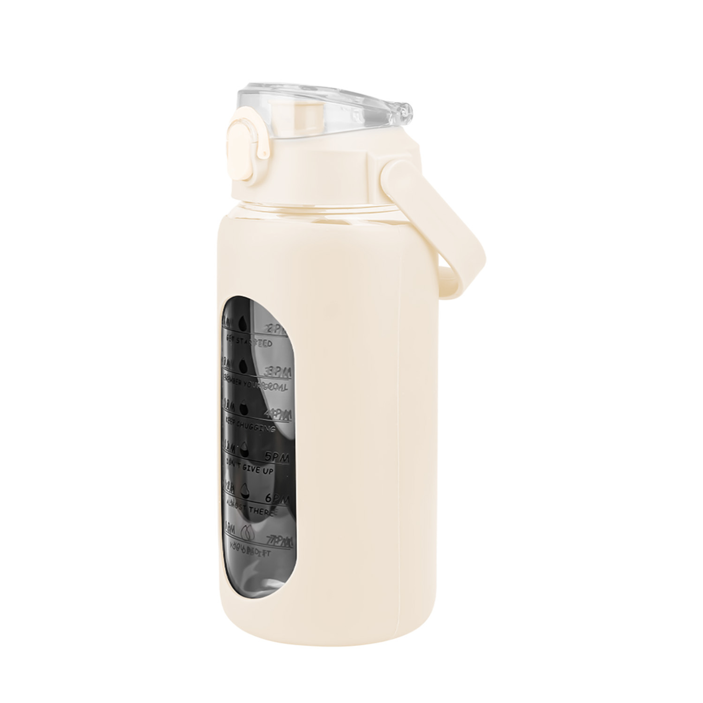 Glass Water Bottle with Straw 34 oz - White