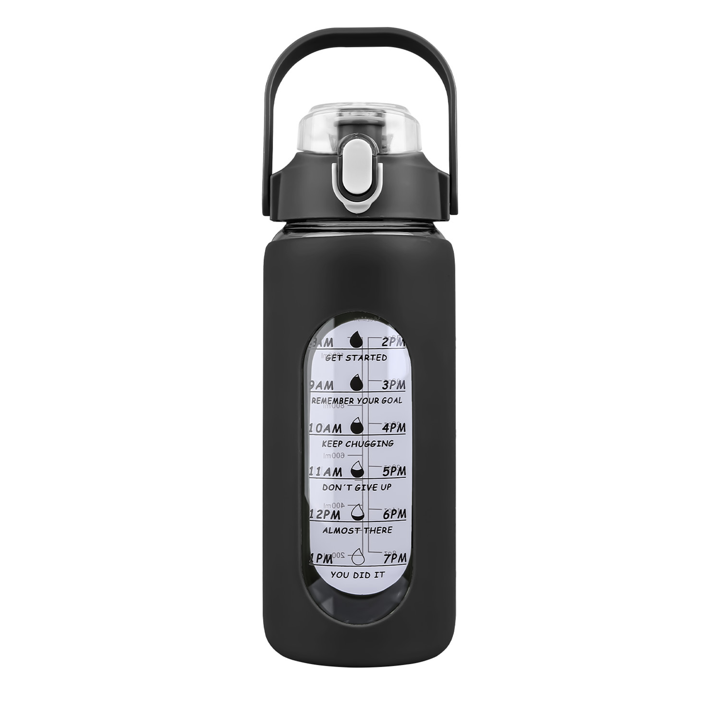 64oz Glass Water Bottle Black