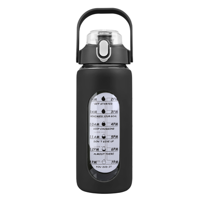 64oz Glass Water Bottle Black
