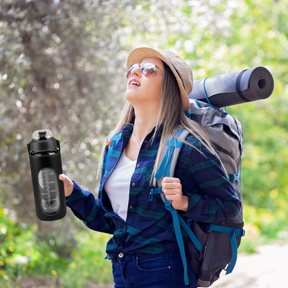 64oz Glass Water Bottle Black