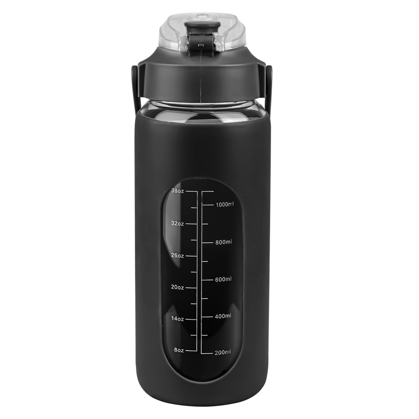 64oz Glass Water Bottle Black