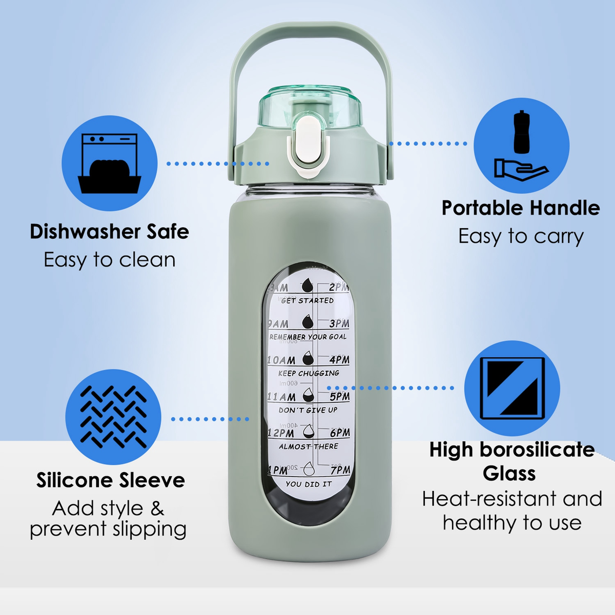 64oz Glass Water Bottle Coffee