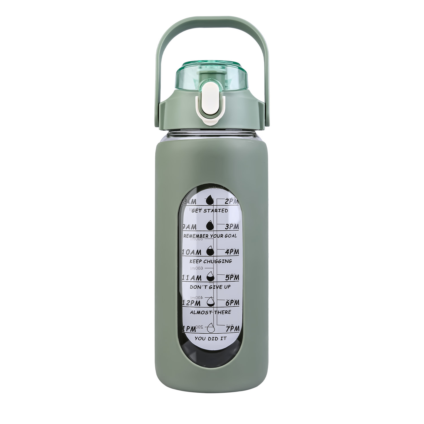 64oz Glass Water Bottle Green