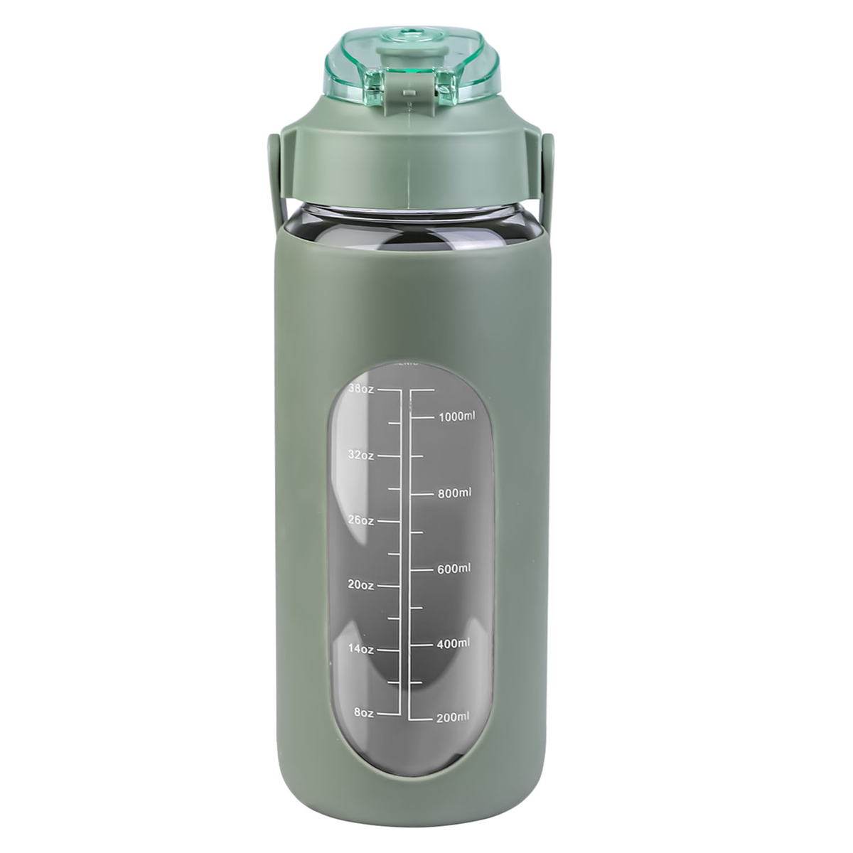 64oz Glass Water Bottle Green