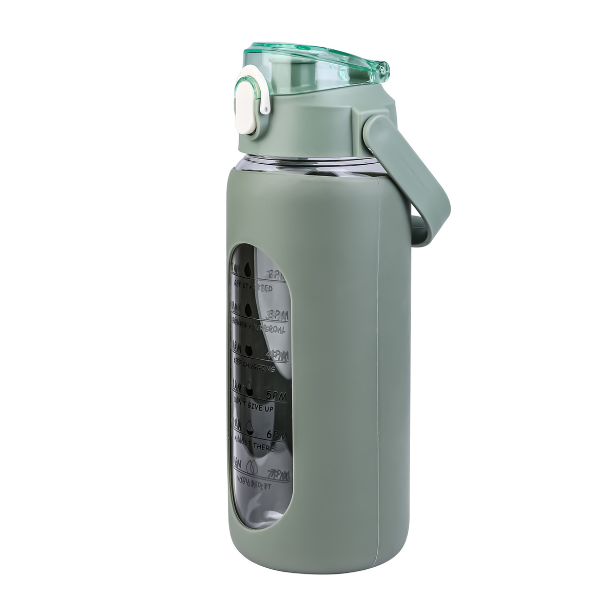 64oz Glass Water Bottle Green