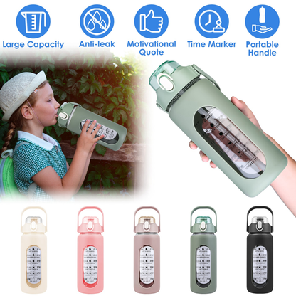64oz Glass Water Bottle Green