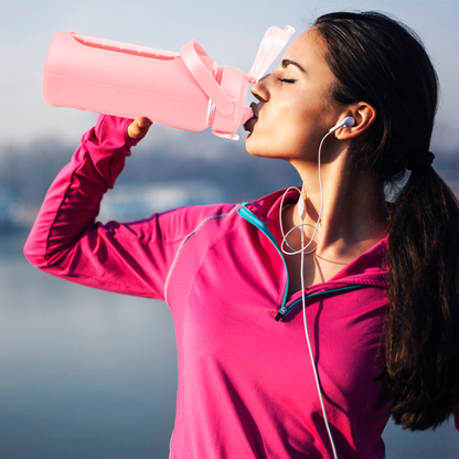 64oz Glass Water Bottle Pink