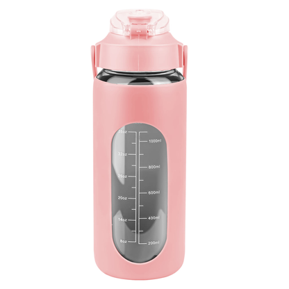 64oz Glass Water Bottle Pink