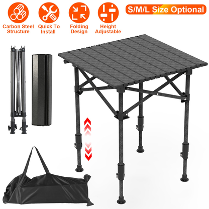 Portable Folding Camping Table Carbon Steel Adjustable