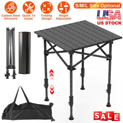 Portable Folding Camping Table Carbon Steel Adjustable