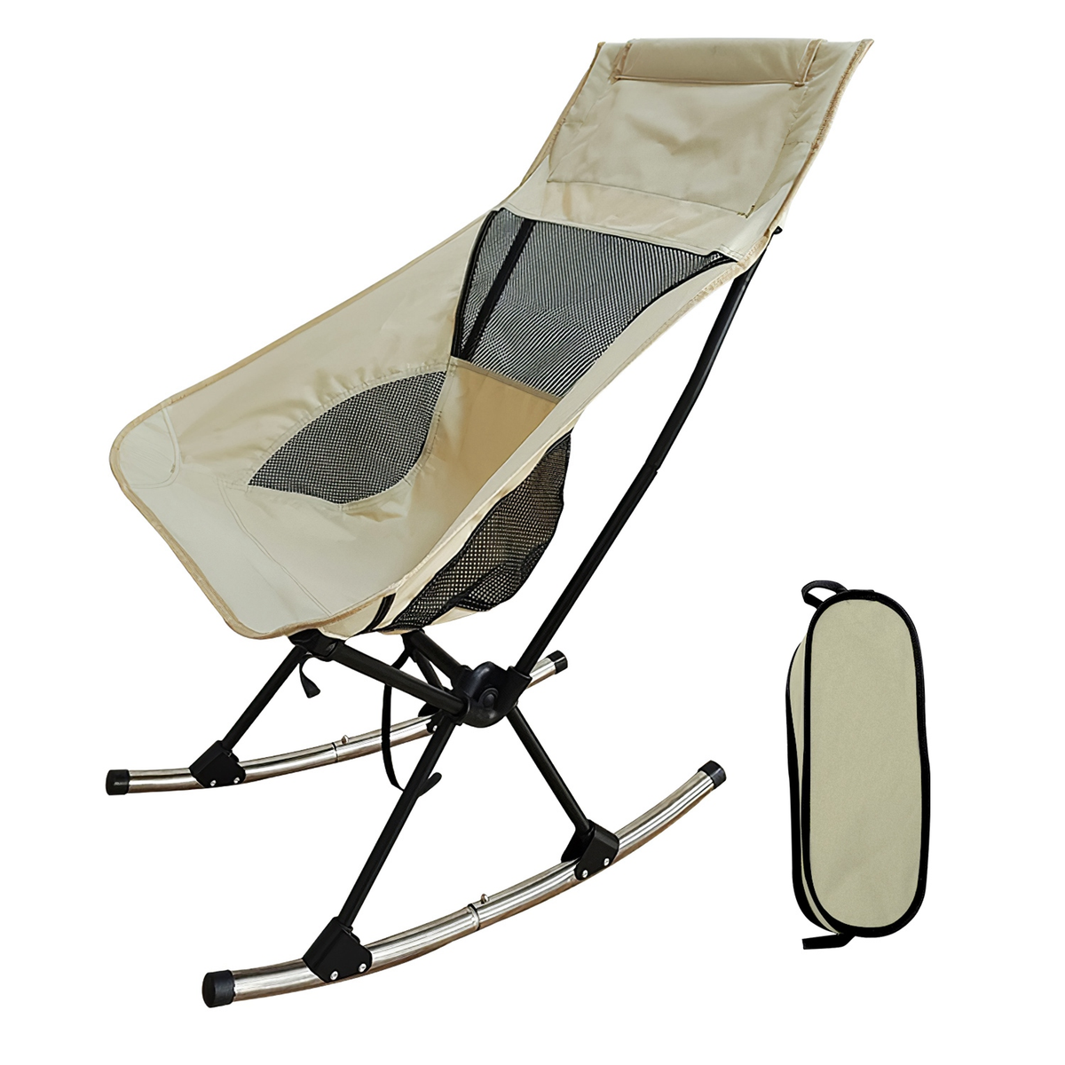 Portable Camping Rocking Chair (Beige)