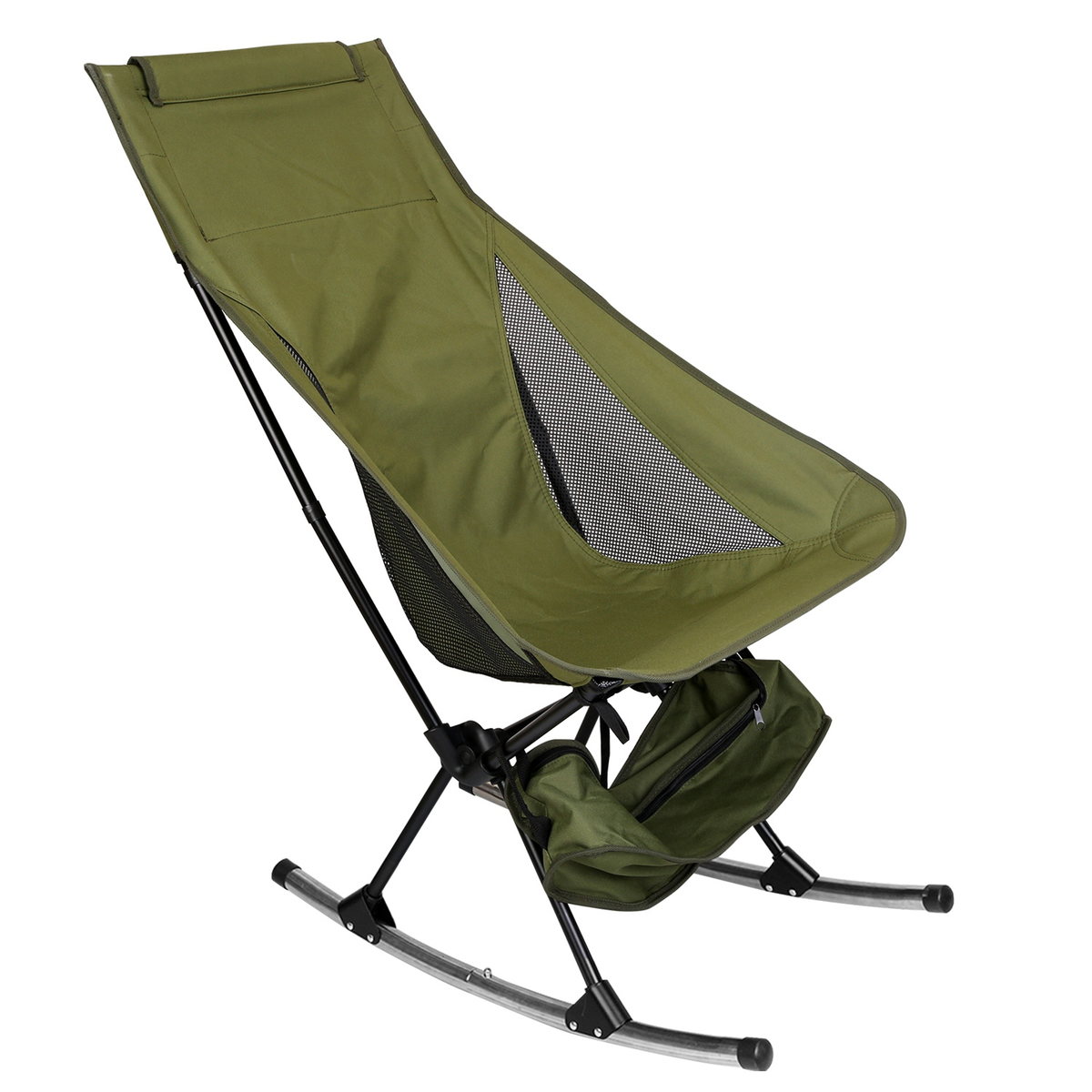 Portable Camping Rocking Chair with Storage Bag, Green