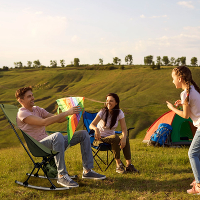 Portable Camping Rocking Chair with Storage Bag, Green