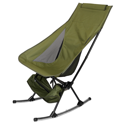 Portable Camping Rocking Chair with Storage Bag, Green