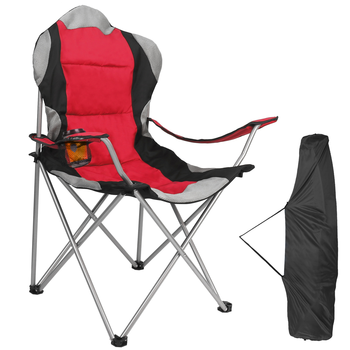 Heavy Duty Foldable Steel Camping Chair (Red)