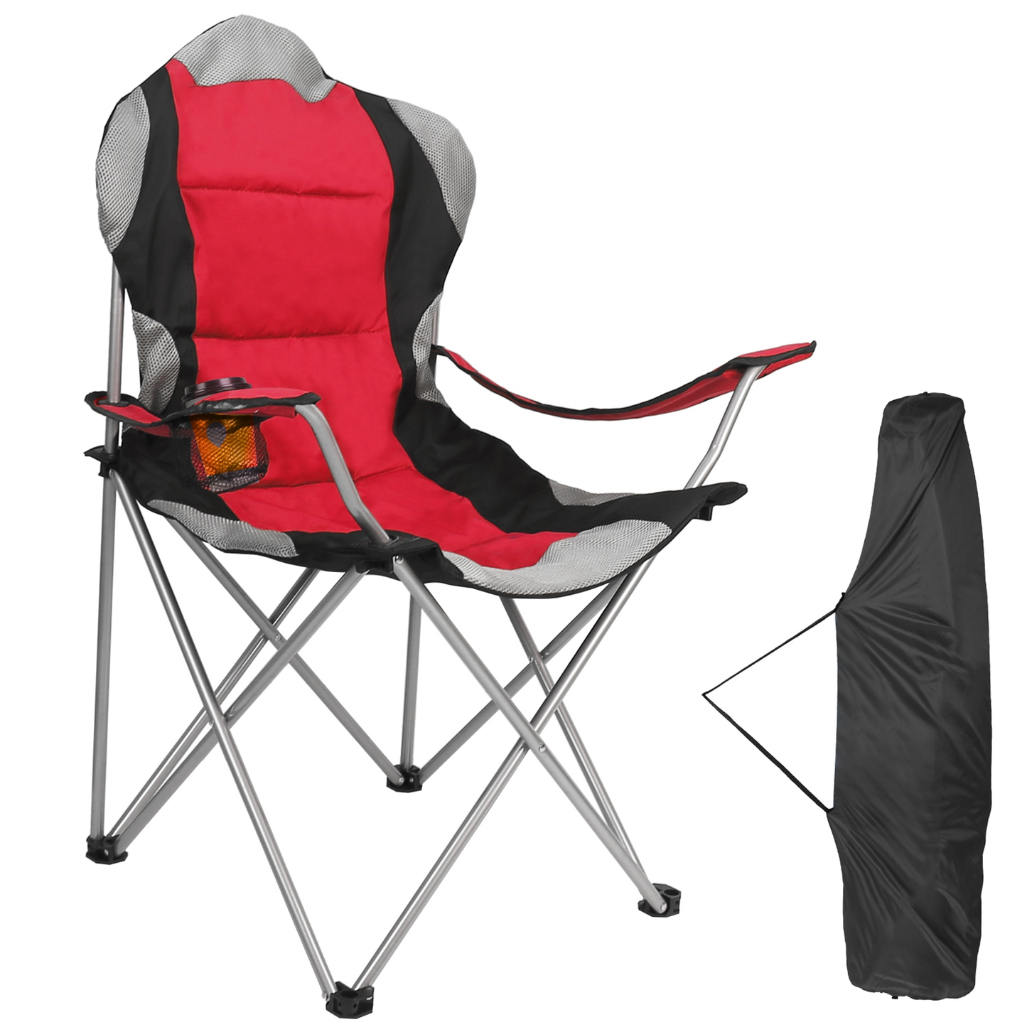 Heavy Duty Foldable Steel Camping Chair (Red)