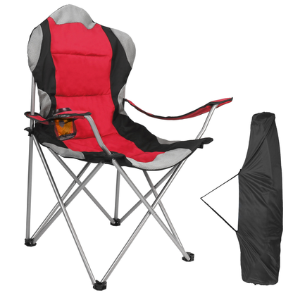 Heavy Duty Foldable Steel Camping Chair (Red)
