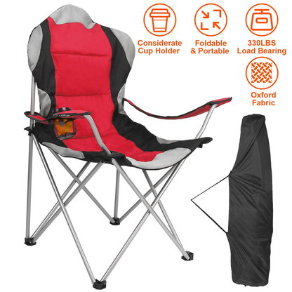 Heavy Duty Foldable Steel Camping Chair (Red)