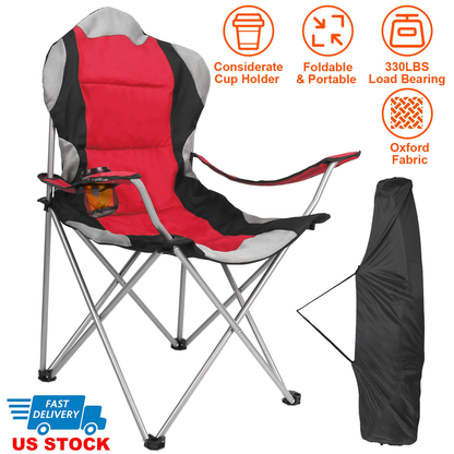 Heavy Duty Foldable Steel Camping Chair (Red)