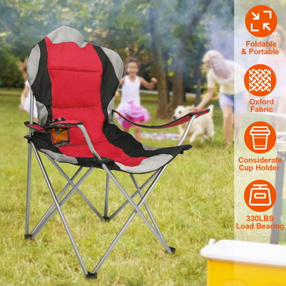 Heavy Duty Foldable Steel Camping Chair (Red)