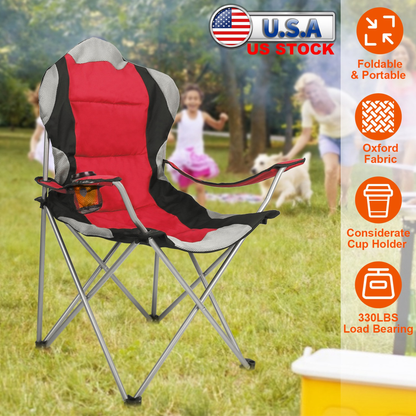 Heavy Duty Foldable Steel Camping Chair (Red)