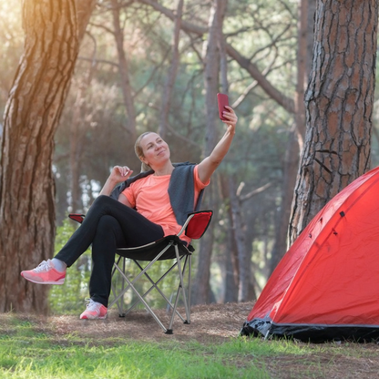 Heavy Duty Foldable Steel Camping Chair (Red)