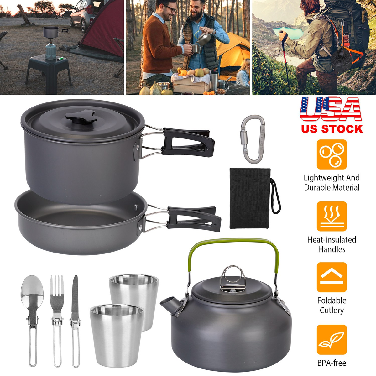 12-Piece Camping Cookware Set with Storage Bag