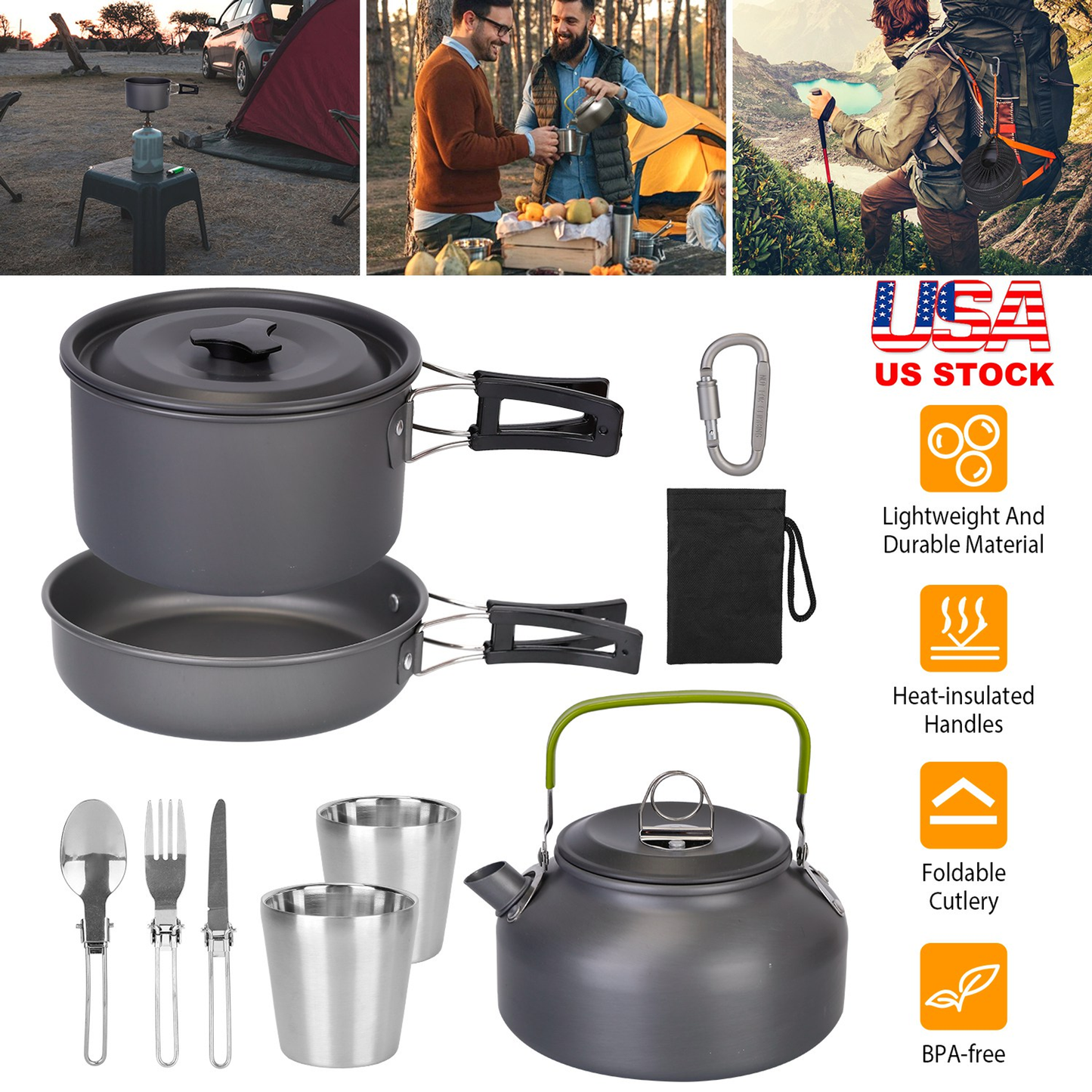 12-Piece Camping Cookware Set with Storage Bag
