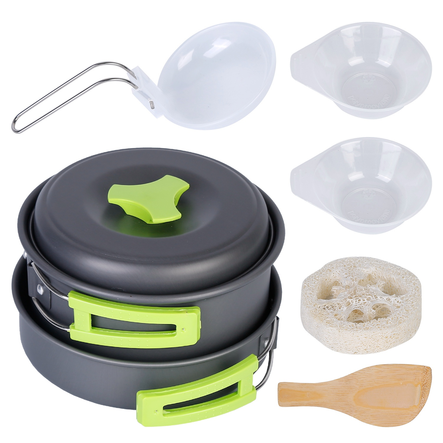 9-Piece Camping Cookware Set with Nonstick Pot and Pan