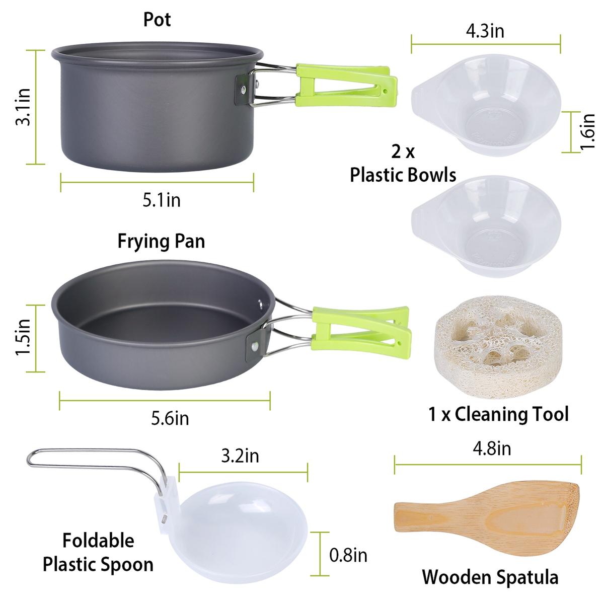 9-Piece Camping Cookware Set with Nonstick Pot and Pan