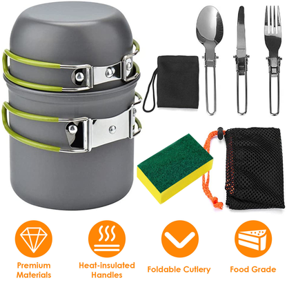 8-Piece Camping Cookware Set, Anodized Aluminum