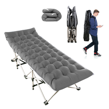 Folding Camping Cot Portable Sleeping Bed (Grey)