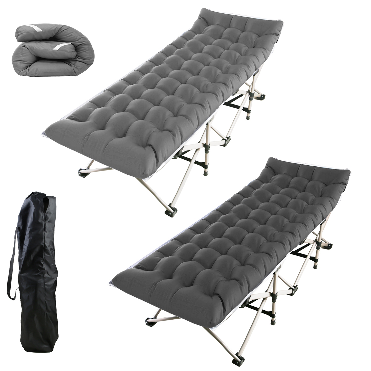 Folding Camping Cot Portable Sleeping Bed (Grey)
