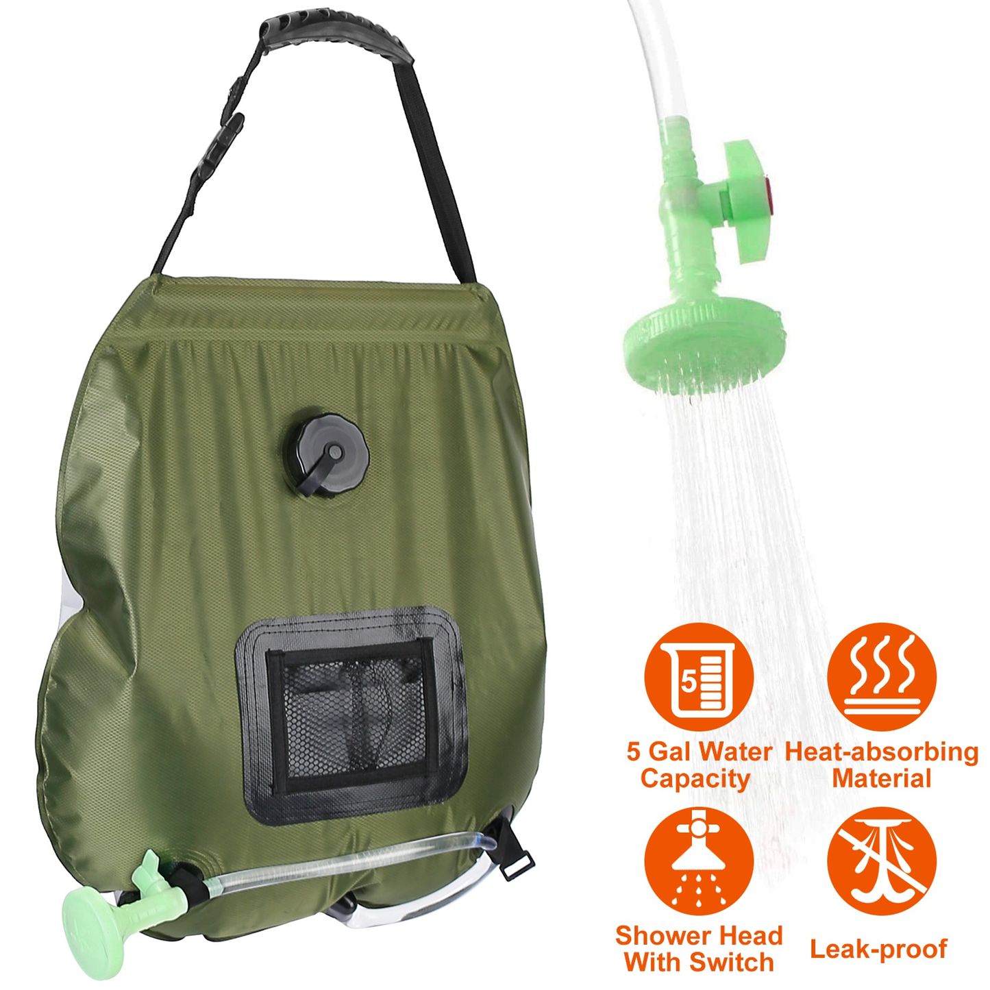 5-Gallon Solar Heating Camping Shower Bag