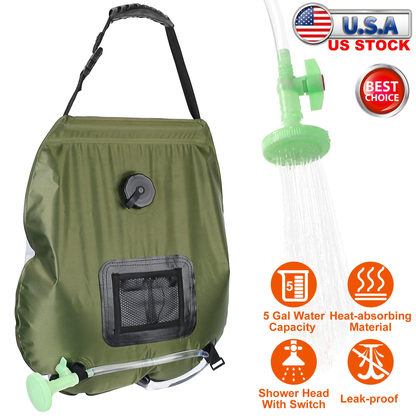 5-Gallon Solar Heating Camping Shower Bag