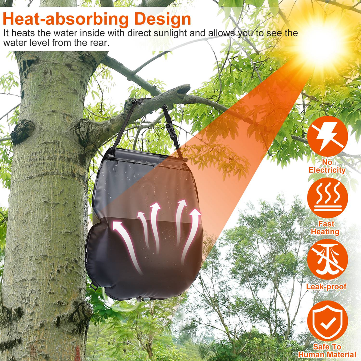5-Gallon Solar Heating Camping Shower Bag