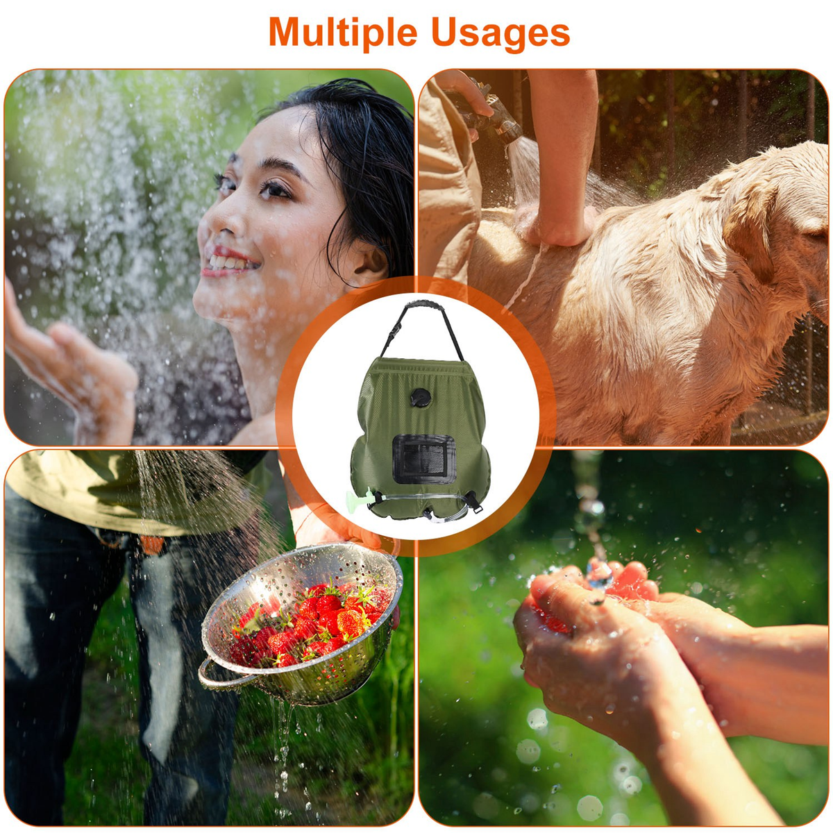 5-Gallon Solar Heating Camping Shower Bag