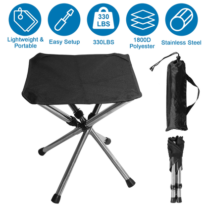 Foldable Portable Camping Stool (Black)