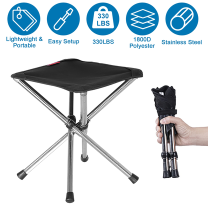 Foldable Portable Camping Stool (Black)