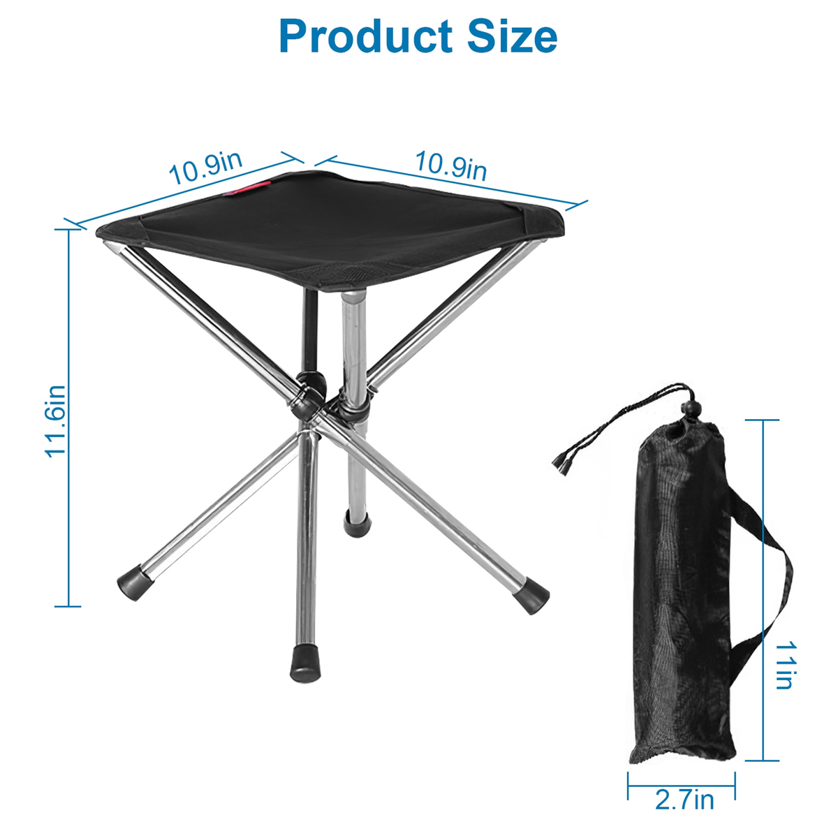 Foldable Portable Camping Stool (Black)