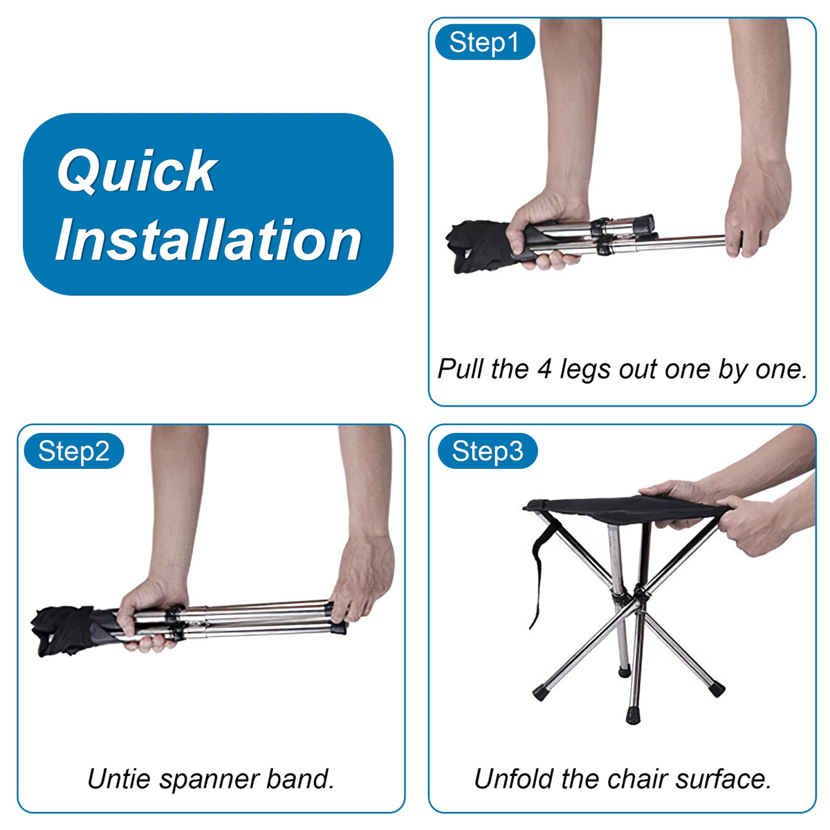 Foldable Portable Camping Stool (Black)