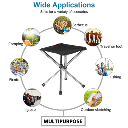 Foldable Portable Camping Stool (Black)