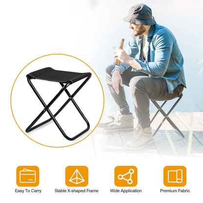 Foldable Camping Stool Portable Travel Chair, Black