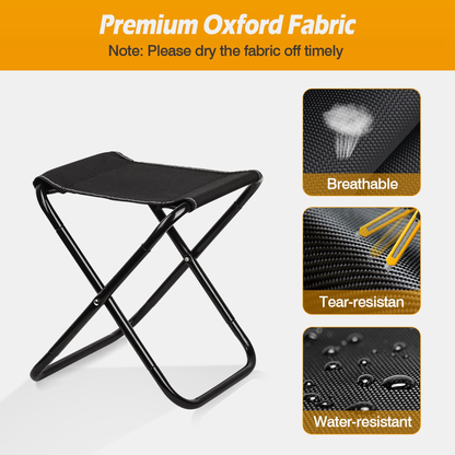 Foldable Camping Stool Portable Travel Chair, Black