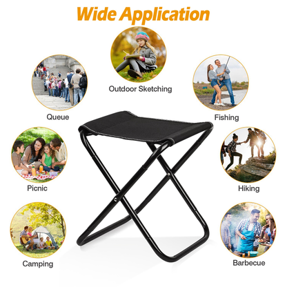 Foldable Camping Stool Portable Travel Chair, Black